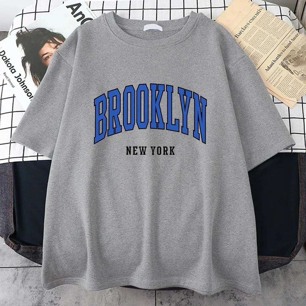 Brooklyn York Blue Design WoTshirt Street Hip Hop T Shirt Sport Soft Cotton Clothing Plus Size Loose T Shirt Clothing
