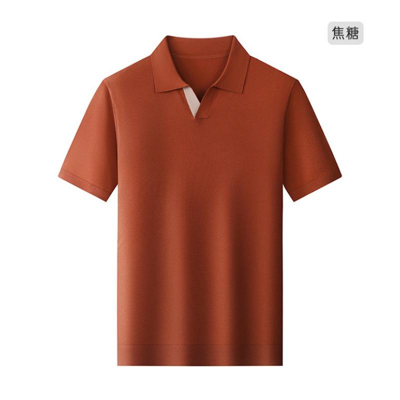 New Summer Light Luxury Men's Clothing Breathable and Skin-friendly Yilite Men's Knitted Short-sleeved T-shirt Solid Color Half-sleeved Men