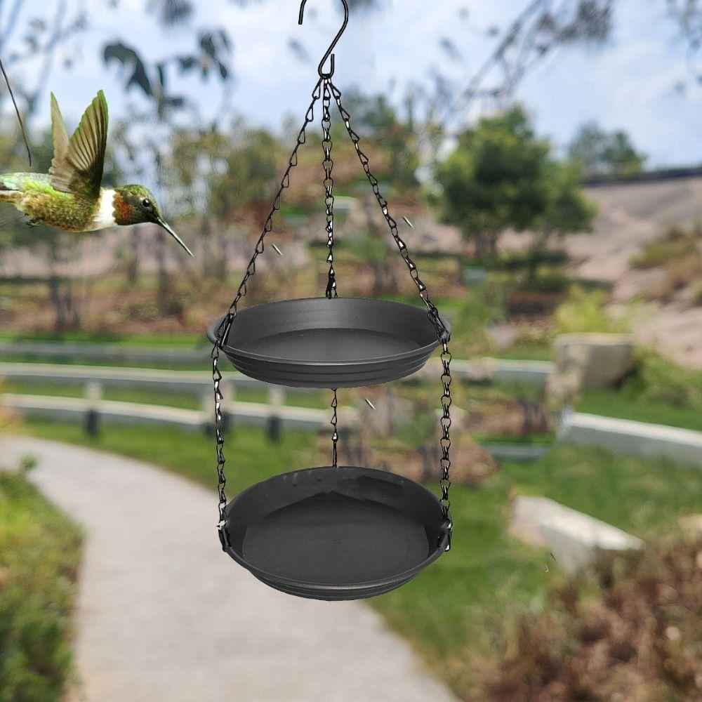 Hanging Double Layer Bird Feeder Large Capacity Bird Water Bowl Bird Feeding Dish  Outdoor