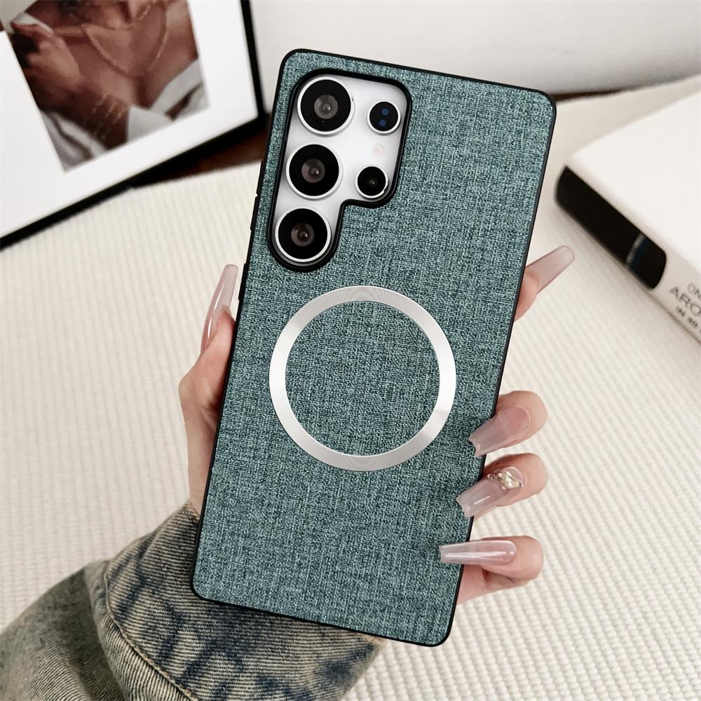 For Magsafe Fabric Cloth Case for Samsung Galaxy S25 S23 Ultra S24 FE S22 S21 Plus A16 A36 Magnetic Solid Color Ultra Thin Cover