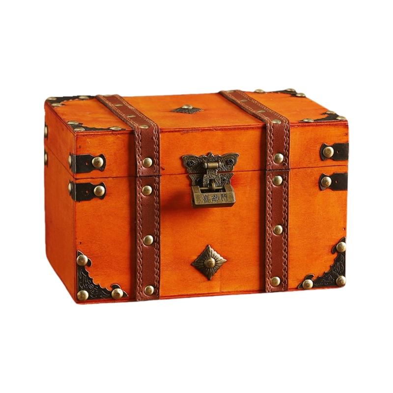 Cultural Leather Jewelry Case With Security Mechanism For Home Decoration And Storage Elegant Treasures Chest