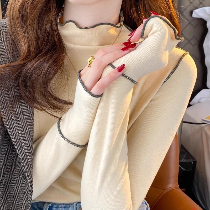 

Women s Fleece-Lined Ruffled Mock Neck Thermal Top One Size