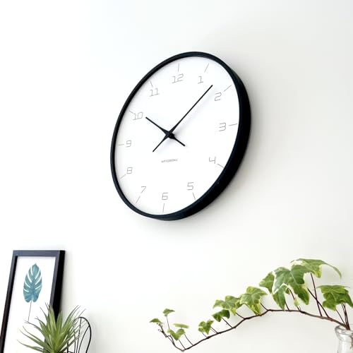 KATOMOKU Plywood Wall Clock, Black, km-71BK, Sweep Movement, 304mm Diameter (quartz Clock)