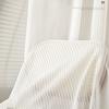 Semi Sheer White Curtains 40%-70% Light Filtering Vertical Striped Voile Drapes for Balcony Bedroom Living Room Window Privacy