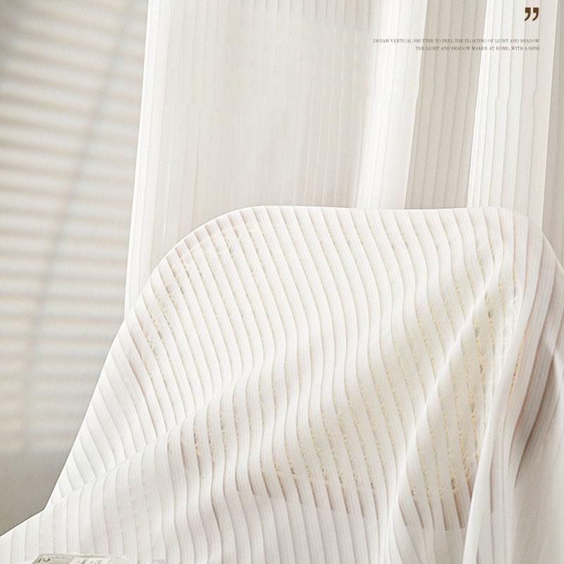 Semi Sheer White Curtains 40%-70% Light Filtering Vertical Striped Voile Drapes for Balcony Bedroom Living Room Window Privacy