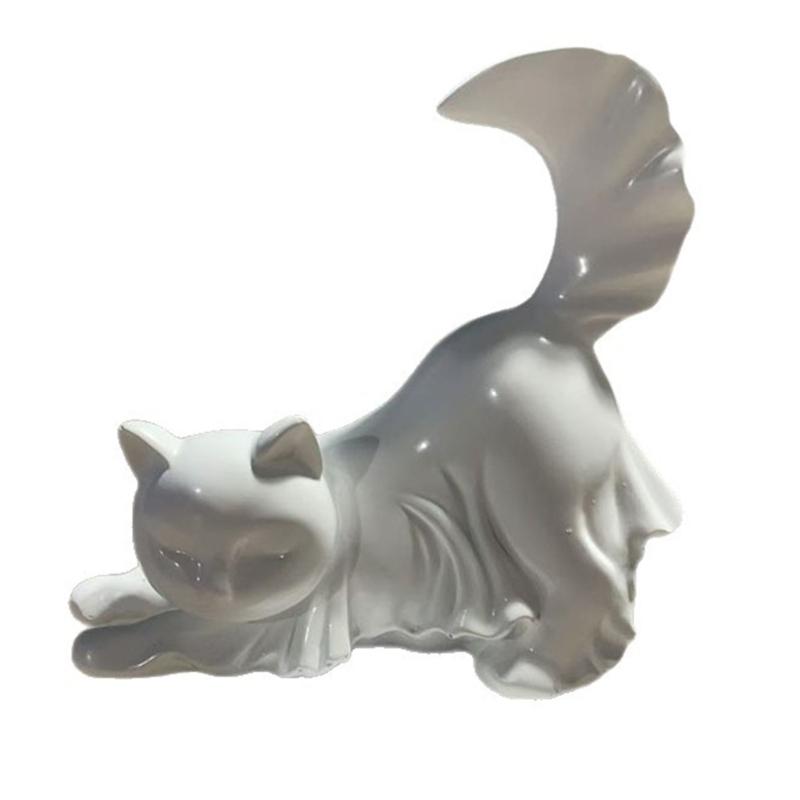 Ghostly Kitten Figurine Halloween Resin Animal Statue Decoration for Holiday Party Centerpieces Indoor and Outdoor Use