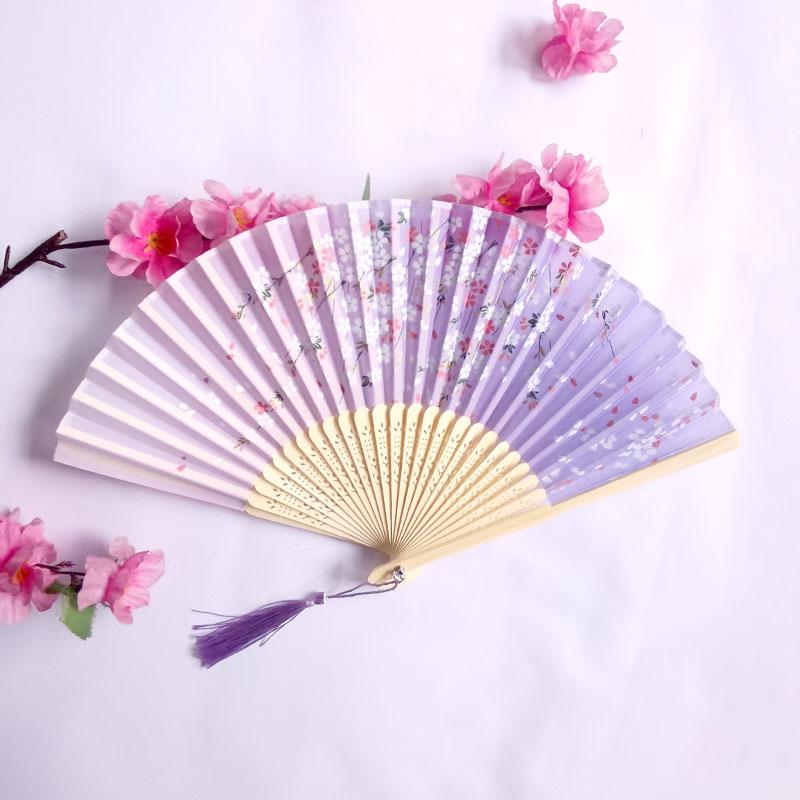 Vintage Bamboo Silk Women's Folding Fan - Portable Dance Gift