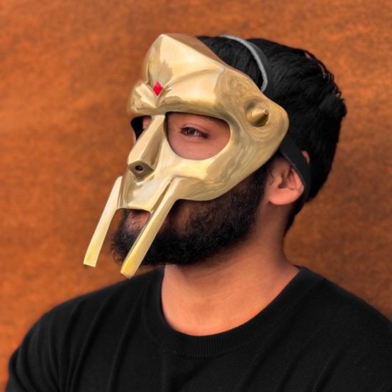 MF Doom Mad Villain Gladiator Face Mask Steel with Brass Finish for Cosplay, Costumes Unique Christmas Gifts