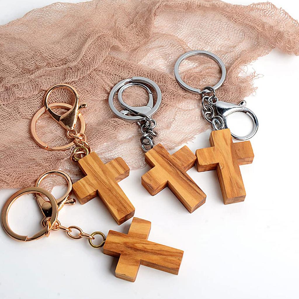 Christian Wooden Crosses Keychain Bag Pendant Keyring for Religious Devotees and Styles Lover Everyday Key Management