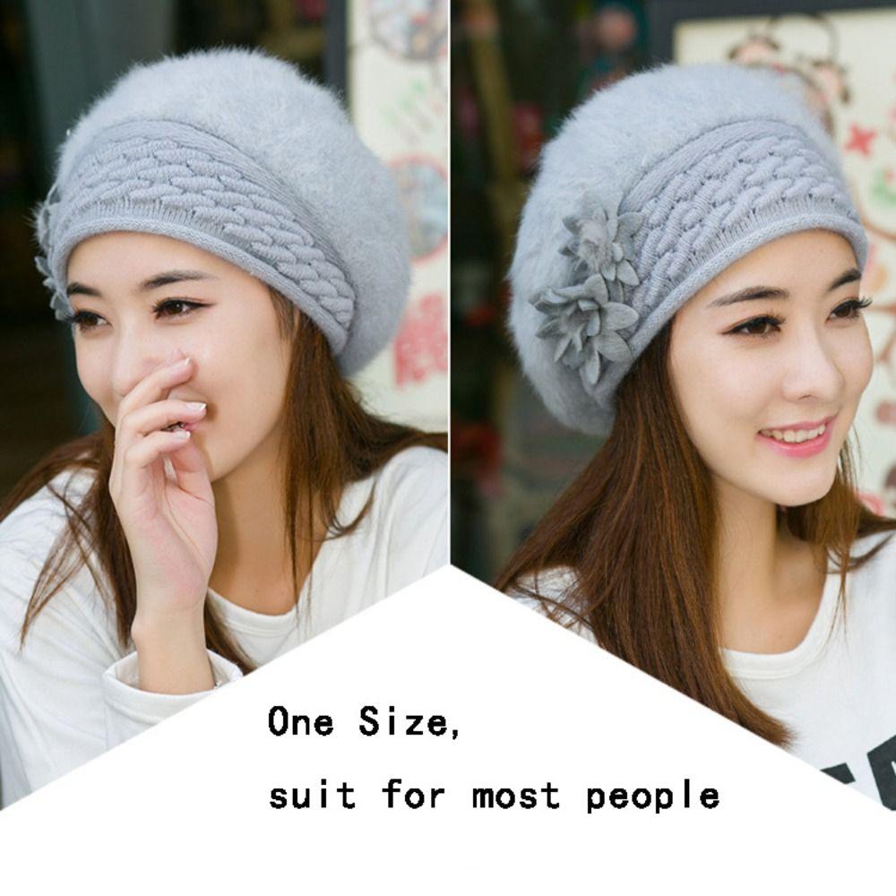 Casual Keep Warm Cap 5 Colors Rabbit Fur Cap Accessories Knitted Visor Winter