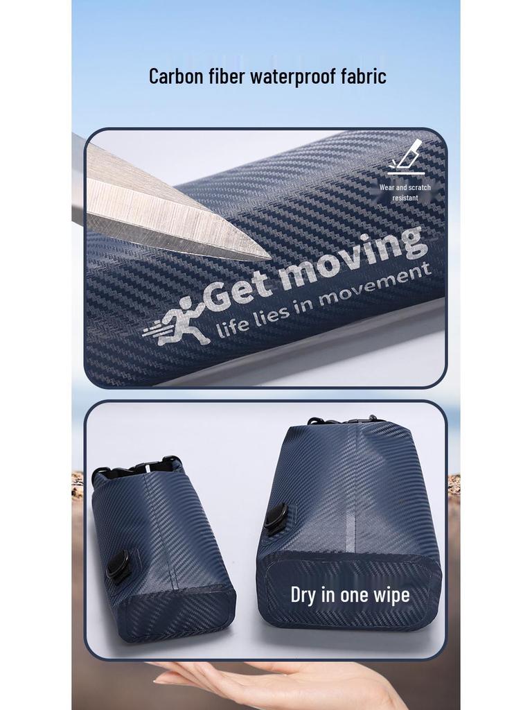 Trekking Waterproof Transparent Barrel Bag - Carbon Fiber Square Beach & Rafting Phone Storage