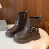 Children Leather Boots Suede Warm Kids  Boots Korean Style Versatile  Autumn Winter Girls Princess Boots Round Toes