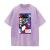BLUE LOCK Anime Clothing Barou Shouei Printed Washed Tshirt Men Breathable Cotton T-shirts Manga Washed Tee Harajuku T Shirt