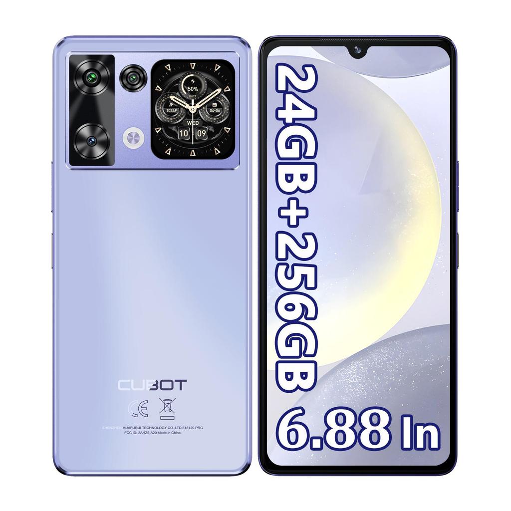 CUBOT P90 Smartphone Android 15, 24GB RAM+256GB ROM, 6.88" HD+ 120Hz Display, 1.72" Rear Touch Screen, 64MP+16MP, 5100mAh, NFC/Face ID/Fingerprint