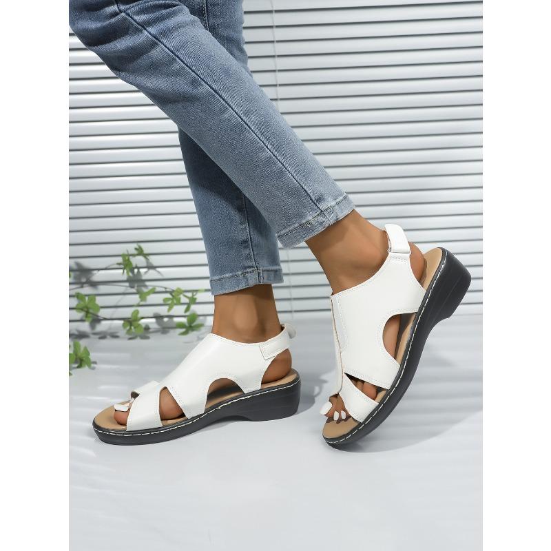Women's Peep Toe Wedge Sandals, Casual Summer Open Toe Shoes, Plus Size Fashion Footwear