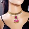 Bohemian Crystal Jewelry Set: Ethnic Tassel Necklace & Earring with Rhinestones