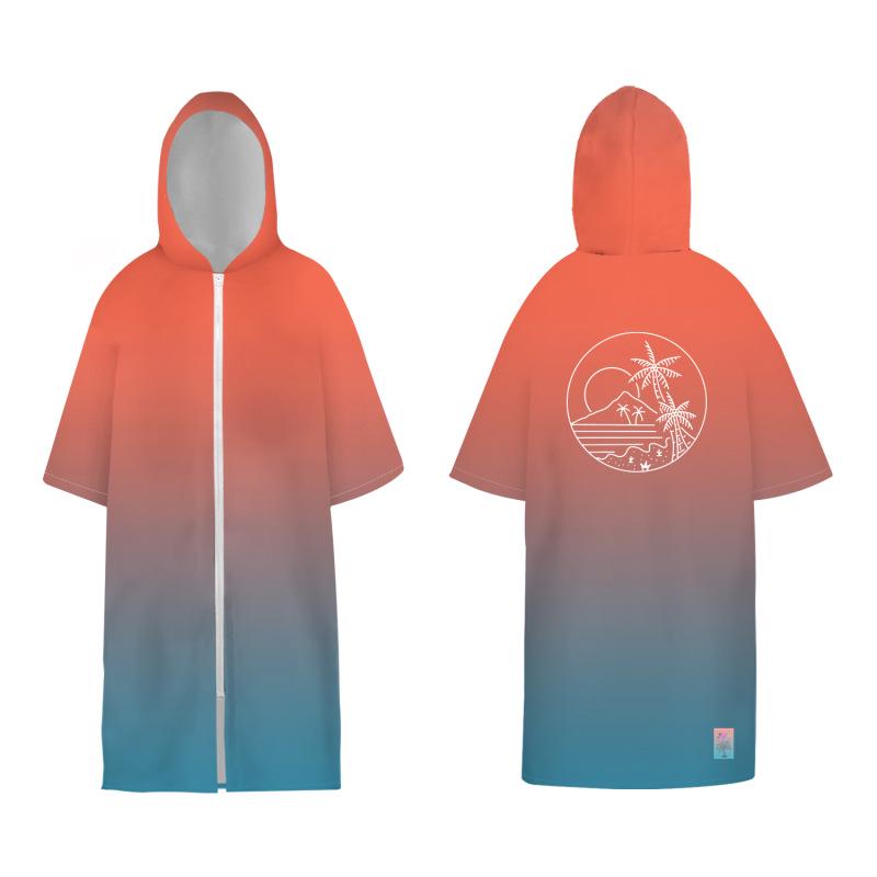 2025 Quick-Dry Hooded Swim Poncho with Zipper - Portable Bathrobe and Beach Towel