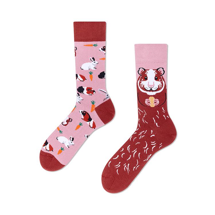 Creative Couple Style Cartoon Jacquard Mid-tube Socks - Trendy Personality AB Socks