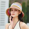 Colorful Woven Paper Women's Spring/Summer Hollow-Out Fisherman Breathable Windproof Sun Protection Face-Slimming Bucket Hat