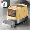 Large Enclosed Cat Litter Box Stainless Steel Anti-Scatter Cat Bedpan Fully Sealed Kitty Toilet High-Sided Pet Bathroom Solution
