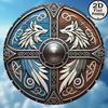 Round Metal Poster, Retro Embossed Viking Shields, Home & Garage Decor