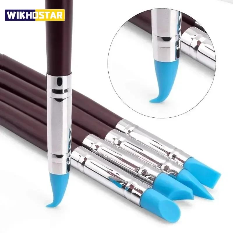 5 Stück/Set Silikon Ton Modellierwerkzeuge für Pinselmodellierung Punktierung Nagelkunst Töpferton Werkzeug DIY Schnitzen Keramik Skulptur