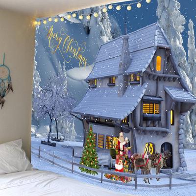 1 Stück Blauer Himmel und Schnee Wandbehang Wandteppich Weihnachten Wandbehang Baum Wandbehang Wunderschöner Weihnachtsbaum Kamin Geschenke