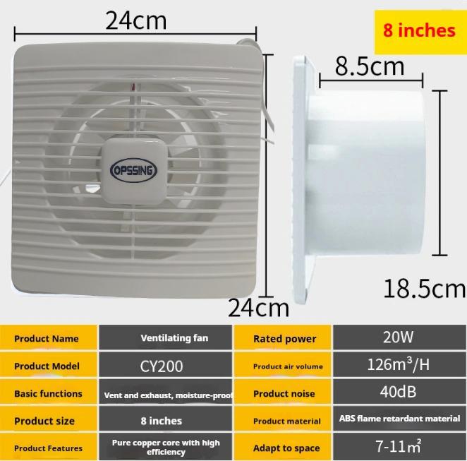 220V 4/6/7 palců 110/150/180mm tichý Větrací Silný Odsávací Ventilátor pro Okno Stěnu Koupelnu Toaletu Kuchyň Montovaný
