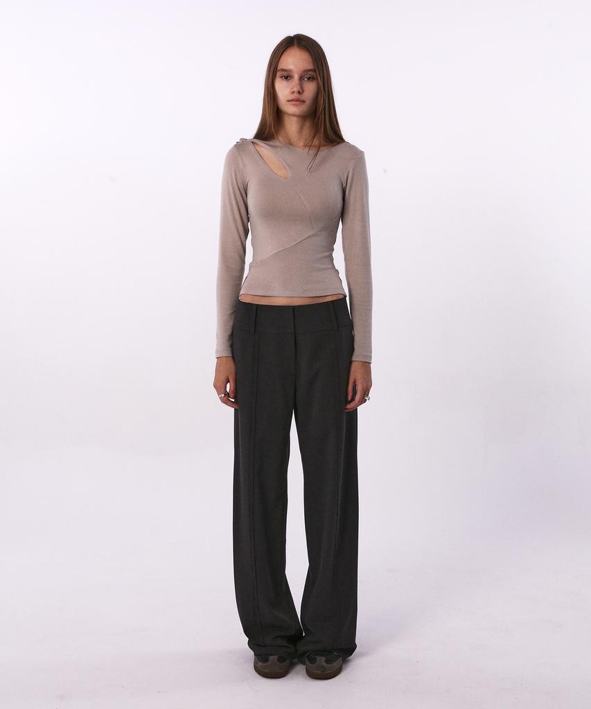Lipeullegtibeulum Shoulder Tie T-Shirt (Ash Beige)