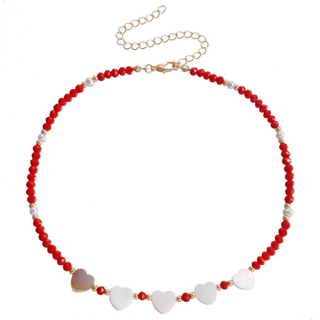 Stylish Summer Colored Crystal Love White Fritillary Design Sense Holiday Style Cream Sweet Sister Necklace