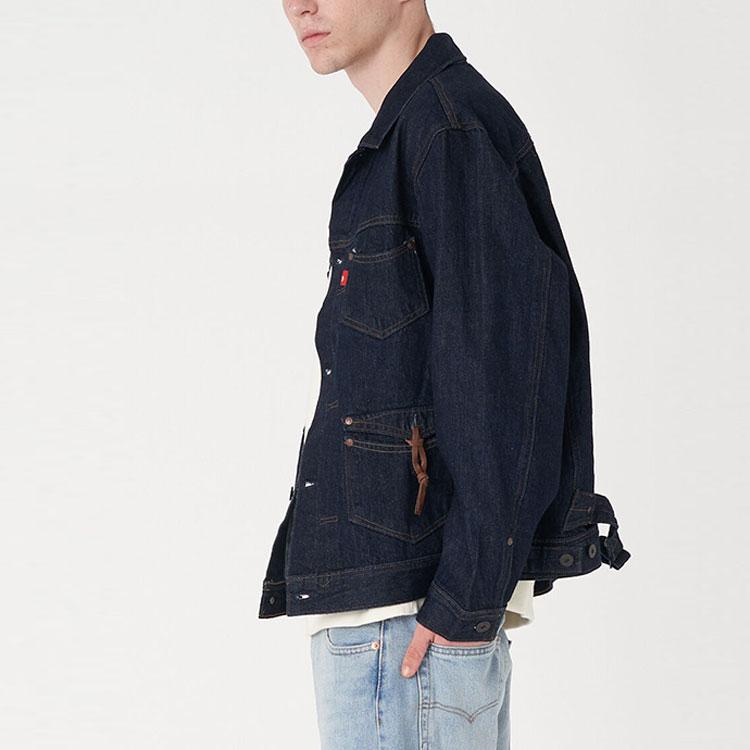 Levis FW22 Solid Color Button-Down Denim Jacket Men Jacket Dark-Blue A2699-0002