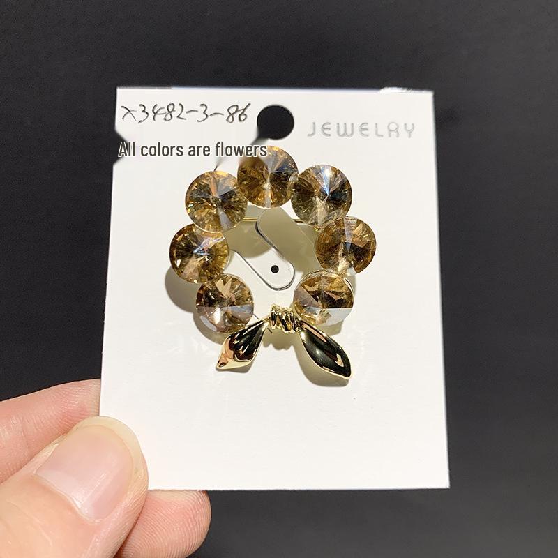Korean Style Crystal Bow Brooch for Cardigans and Coats