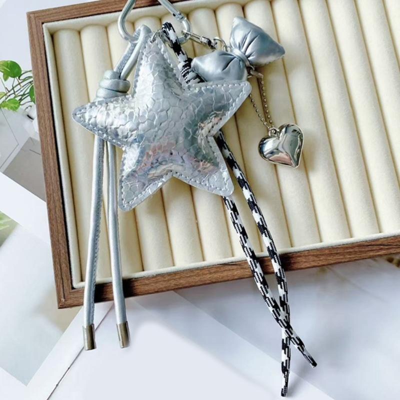 Crinkle Star Bag Charm Keychain Accessory With Sturdy Metal Hook for Purse Backpack Decoration