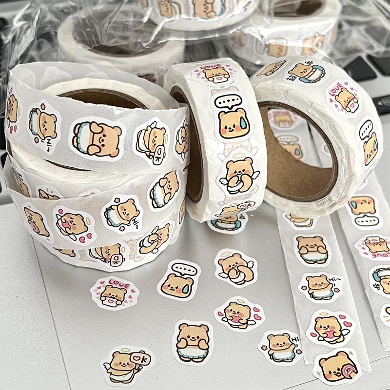 500Pcs/Roll Cute Round Seal Stickers Rolls Stickers Graffiti Luggage Stickers Toys
