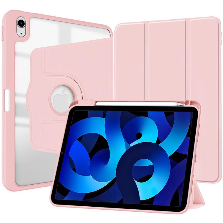 Compatible with iPad Pro 11 Ipad Air 10th Tri-fold Acrylic Pen Slot Tablet Case iPad 12.9 Rotating Flip Cover Protective Case