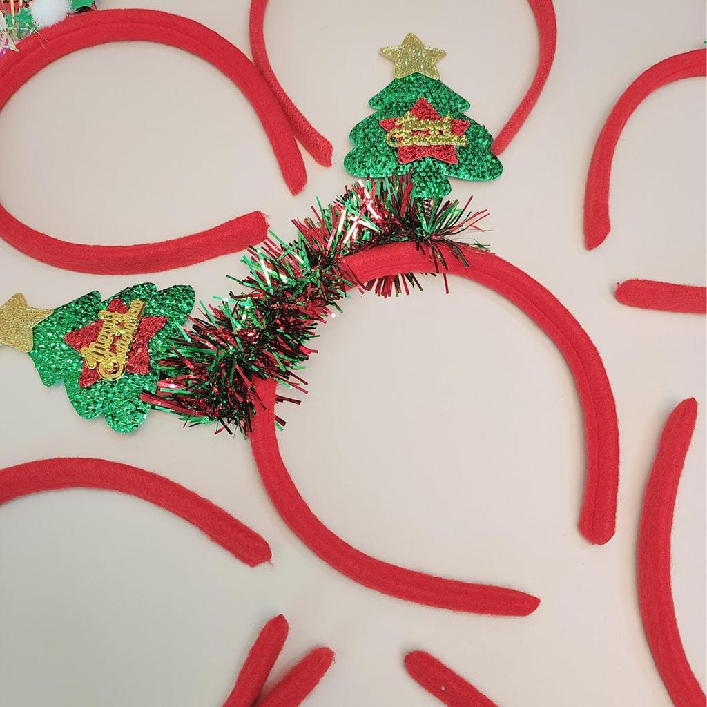 Festliches grünes Pailletten-Weihnachtsbaum-Stirnband - Niedliches handgefertigtes Feiertags-Haaraccessoire