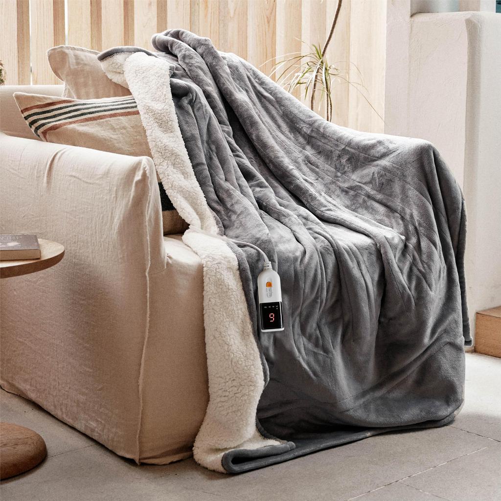 GOTCOZY Electric Blanket for Throwing 180 x Flannel Electric 6 Level Temperature 10 Hour Automatic Stop Fast Energy Heating Cold Protection - 130cm,