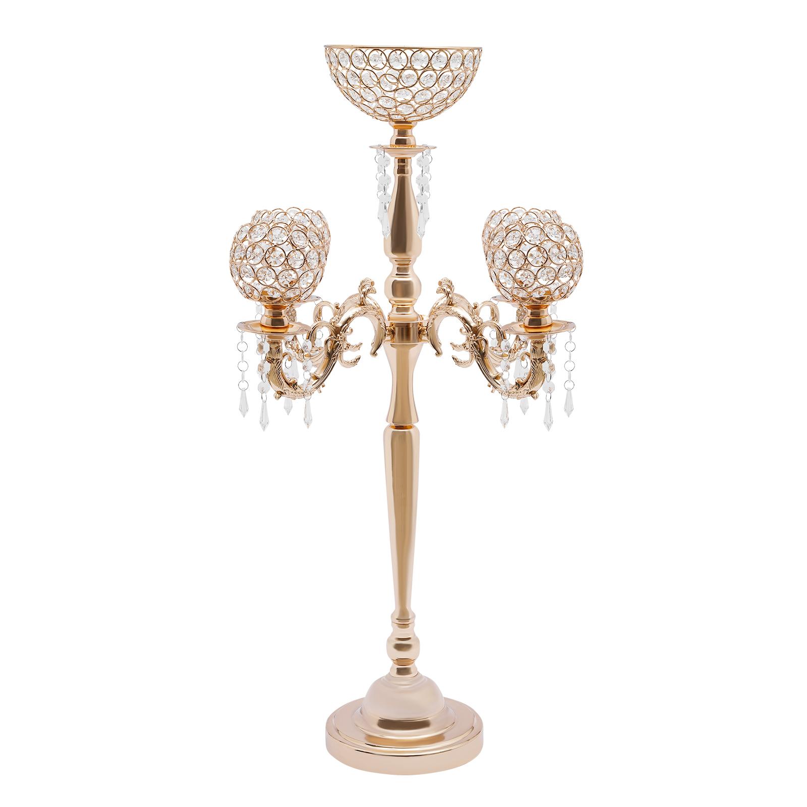 Напольный канделябр Золотой канделябр с вазой для цветов 35 дюймов Металлическая свадебная центральная композиция Подставка для свечей для Дня святого Валентина