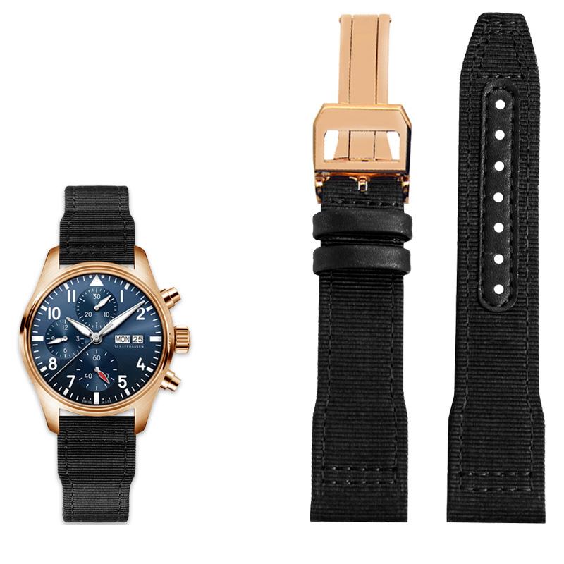 Klasyczny 20/21/22mm Wysokiej jakości nylonowy pasek do zegarka ze skóry cielęcej Pasuje do IWC Pilot SPITFIRE MARK18 Portofino TOP GUN IW389101 Pasek do zegarka