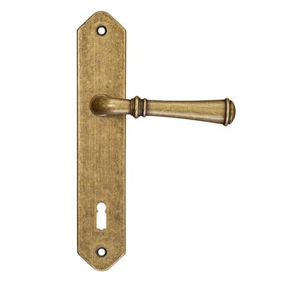 Manija de puerta HAMILTON con placa de cerradura 72 mm ORO ANTIGUO