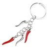 Stylish Chili Pepper Keychain Versatile Chili Horn Keyring Ornament Fashionable Bag Decoration Oil Droplet Detail Decor