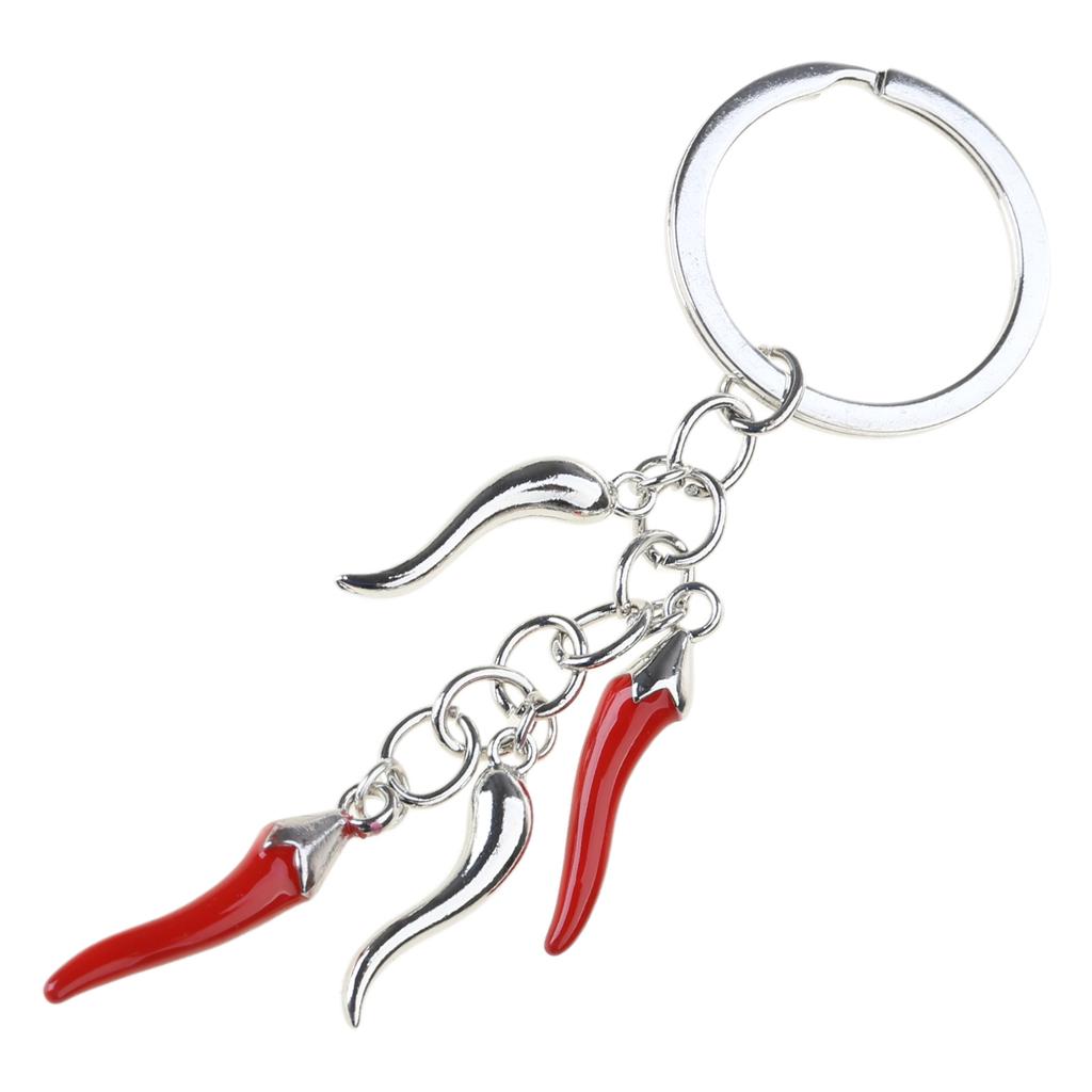 Stylish Chili Pepper Keychain Versatile Chili Horn Keyring Ornament Fashionable Bag Decoration Oil Droplet Detail Decor