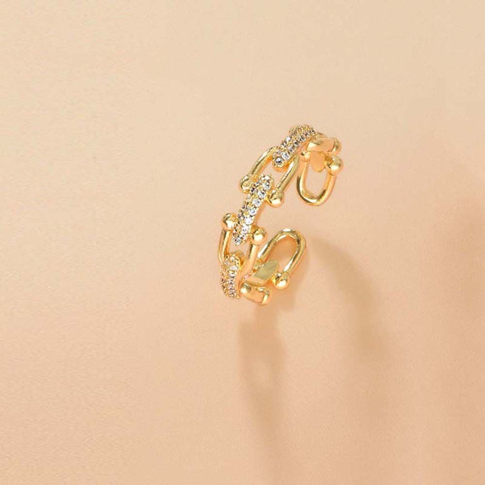 Rhinestone Chains Adjustable Geometric Open Rings Zircon Finger Rings Women Rings Korean Style