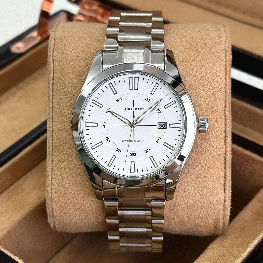 Men's Casual Fashion Quartz Wristwatch with Solid Steel Band - Automatic and Waterproof