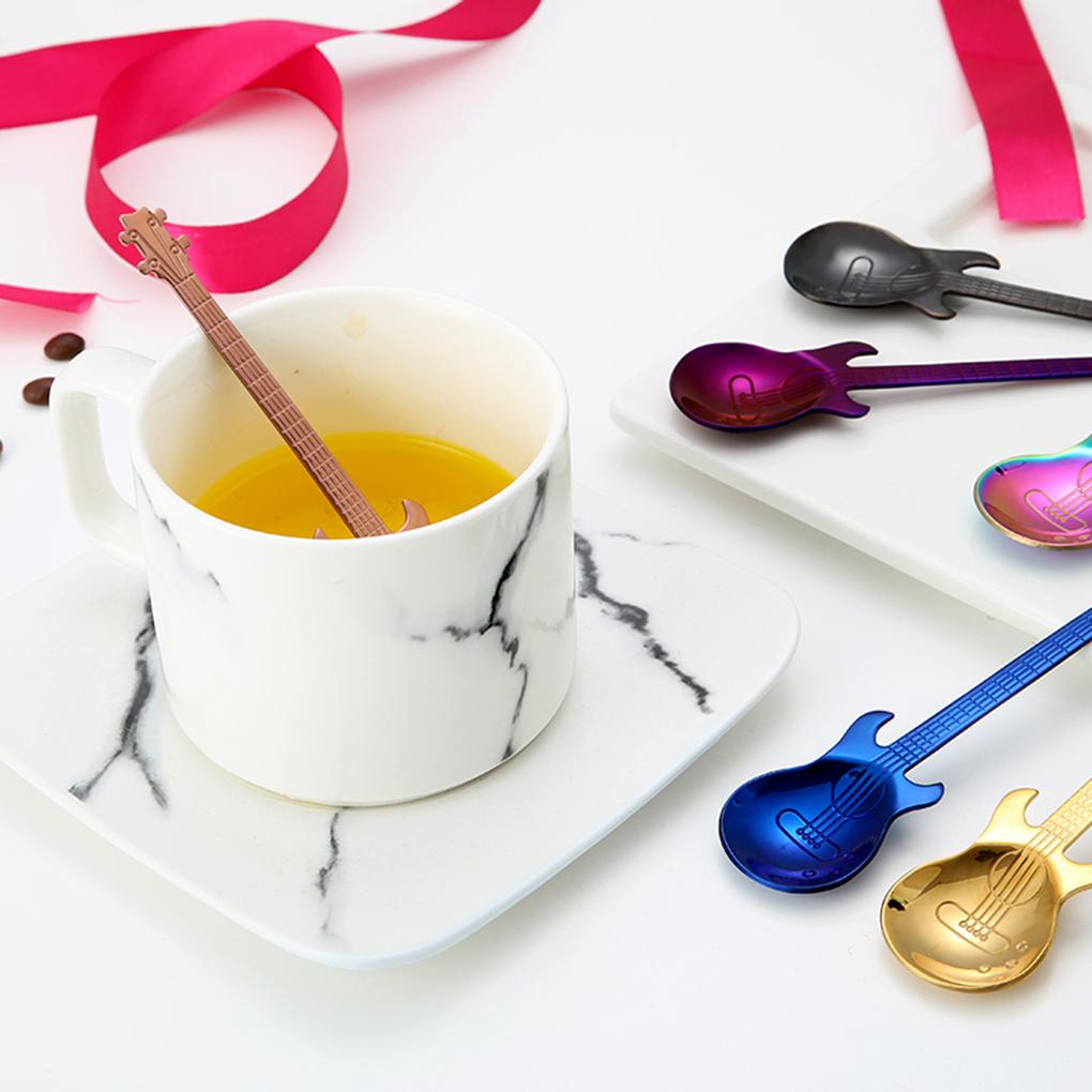 Stainless Steel Guitar Spoon for Coffee Tea Dessert Drink Mixing Milkshake