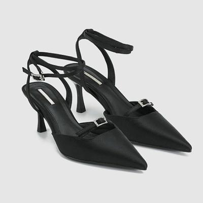 Sexy Women Sandals Brand Stilettos Pointed Toe Shoes Summer Mid Heels Slingback Slippers  New Dress Fad Pumps Women Slides