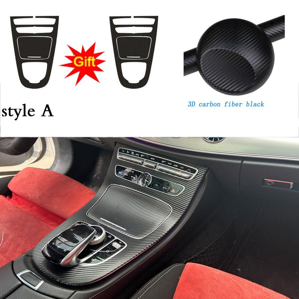 

For Mercedes E Class W213 C238 A238 2016- Car Gear Panel Gear Box Protective Film Car Interior Sticker Car Accessories stlye A 3D CF Black
