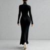 Women's Casual Long Sleeve Color Side Slit Dress