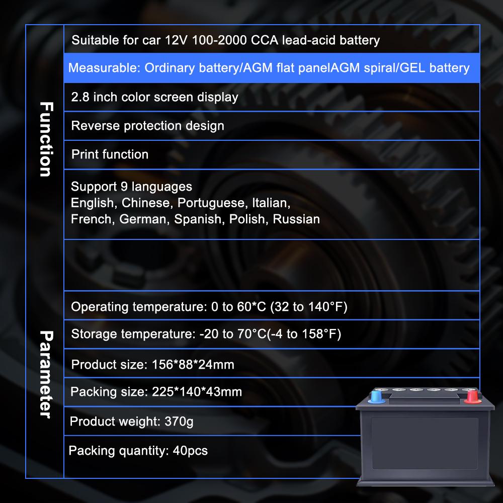 12V Car Battery Charger Tester Analyzer Auto Diagnostic Tool V311B Analyzer Tools Automotive Automobile Battery Detector Car Charging Load Test