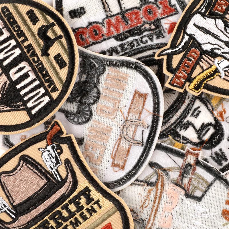 Výšivka s logem, odznak, kulatý, personalizovaná nášivka, nálepka, western denim, výšivka, nálepka, nášivka, doplňky, látková nálepka